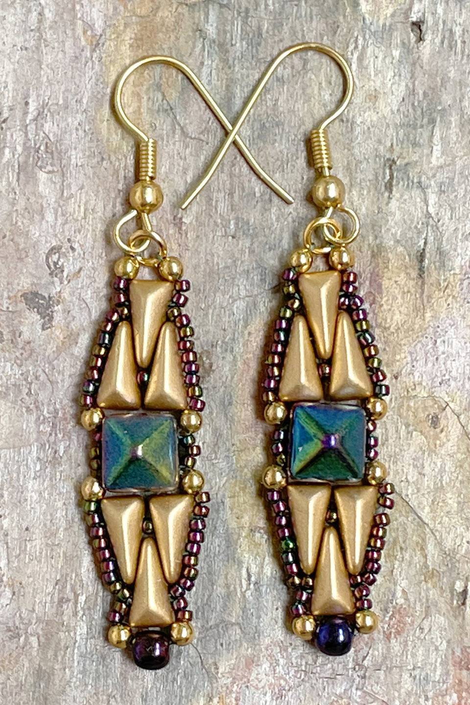 Felicity Earrings - Gold & Green